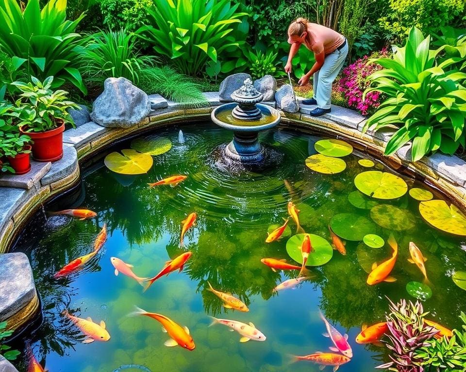 regelmäßige Wartung Gartenteich