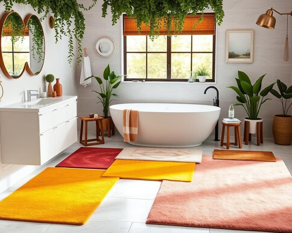 Badezimmerteppiche in aktuellen Trendfarben