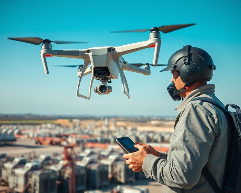 Drohnenpilot mit Fokus auf Präzisionsflüge und Luftaufnahmen