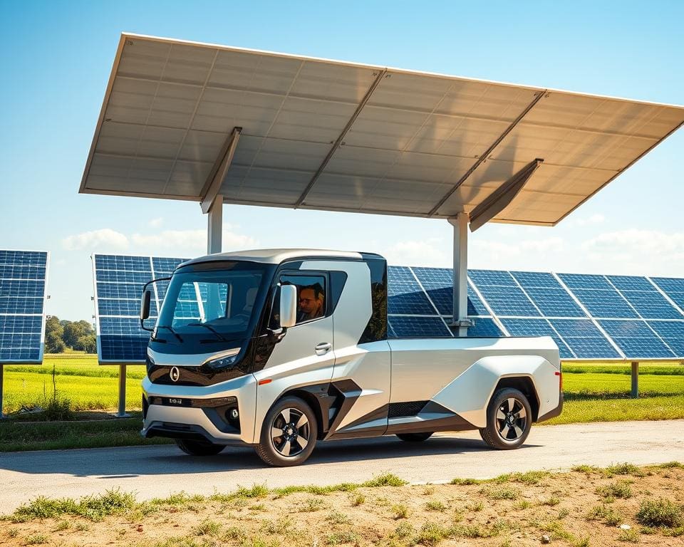 Solarpanels für die Ladung von E-Lkw