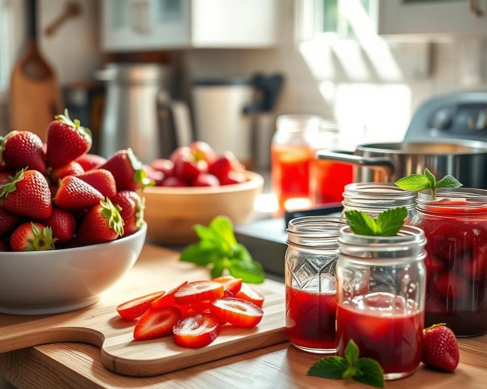 Erdbeermarmelade ohne Zucker selbst machen