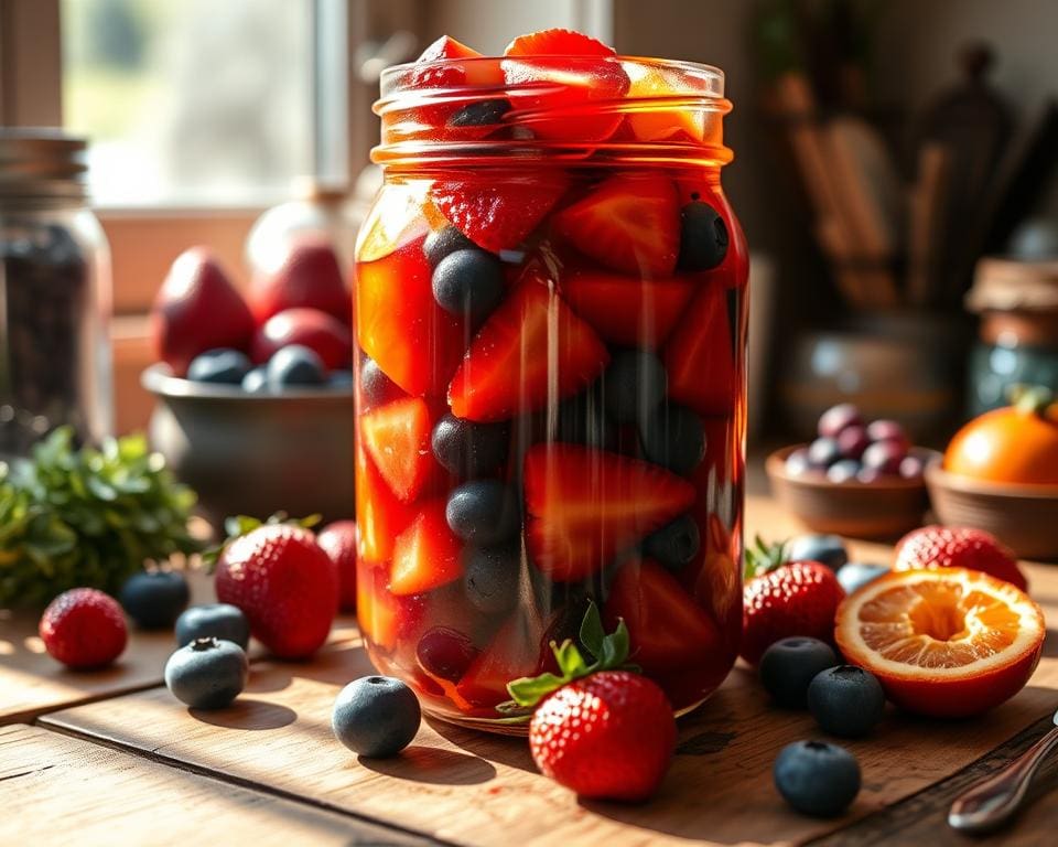 Marmelade ohne Zucker: Frische Früchte im Glas