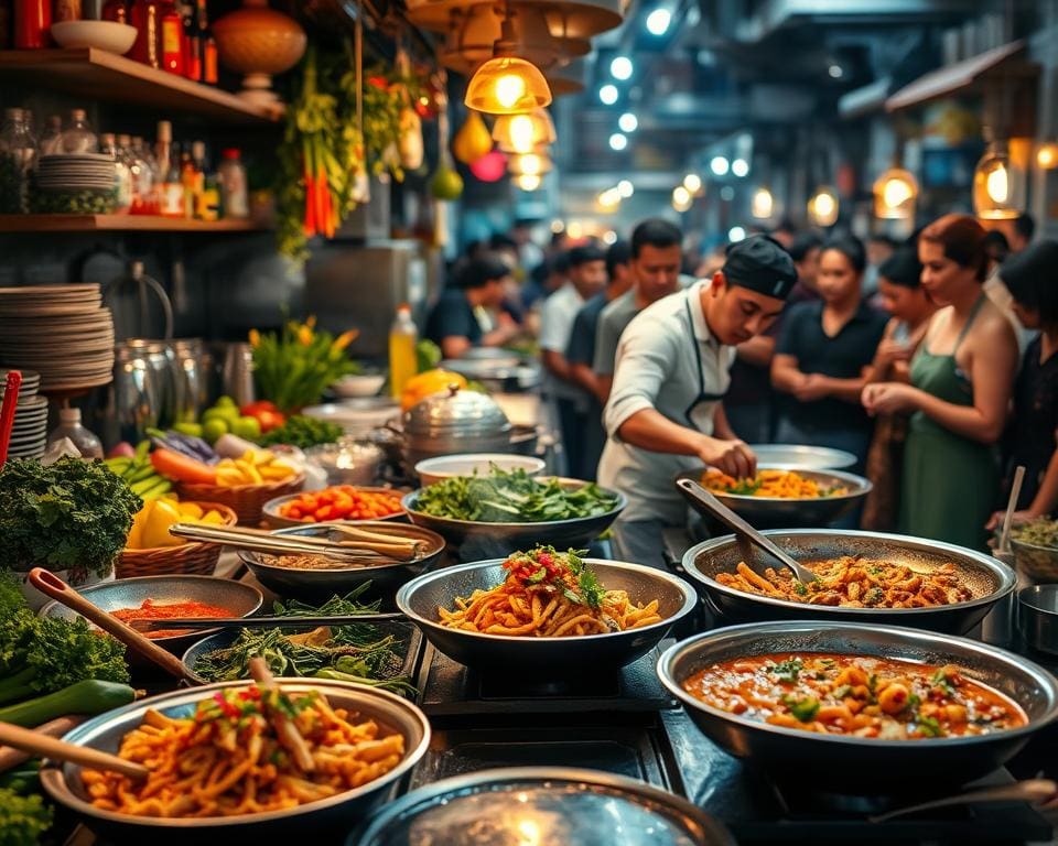 Küche und Genuss bei der Zubereitung von Streetfood