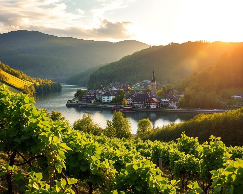 Weinregion Rüdesheim mit lokalen Weinsorten
