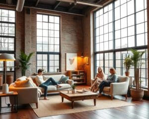 Was sind natürliche Materialien für ein Industrie-Wohnzimmer?