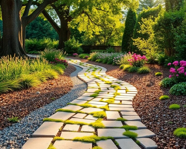 Was sind schöne Materialien für Gartenwege?