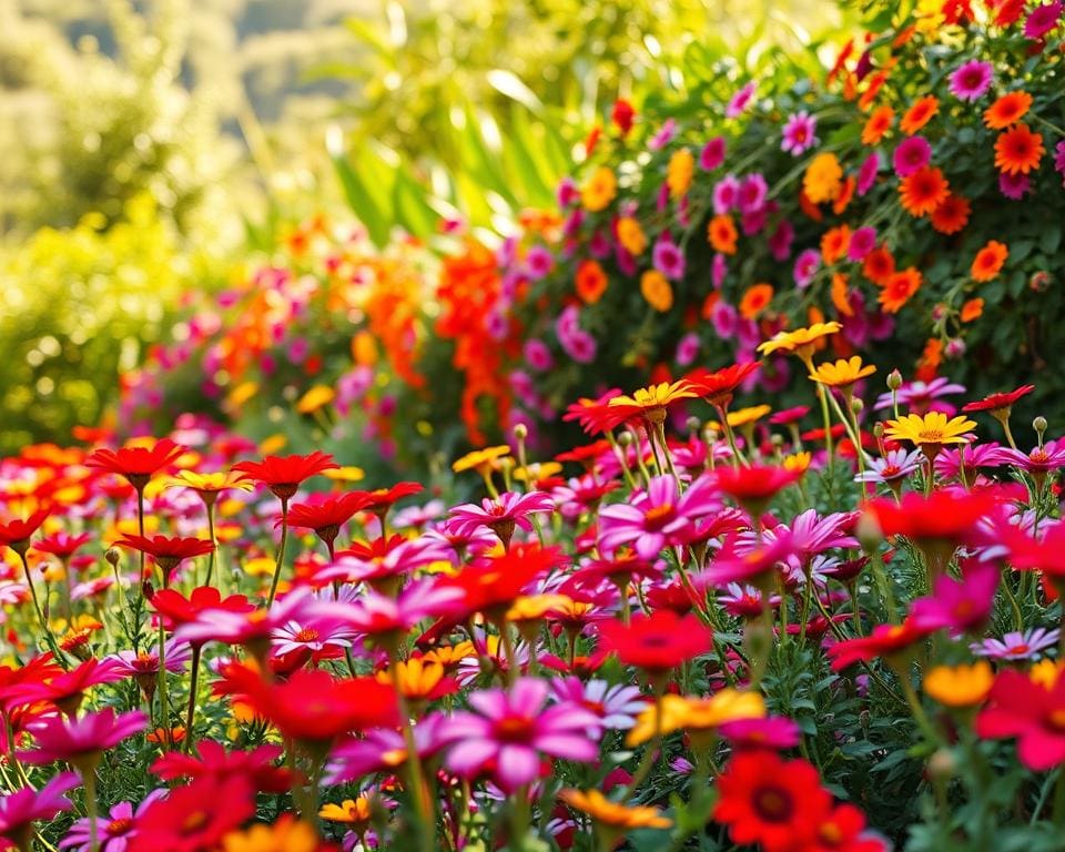 Wie bringst du Farbe durch Blüten ins Beet?