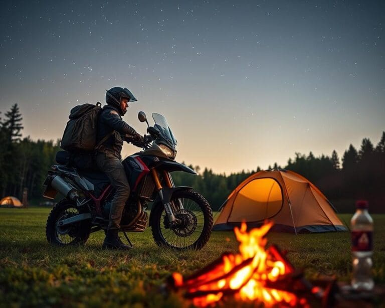 Wie reist man mit Motorrad und Zelt auf Festivals?