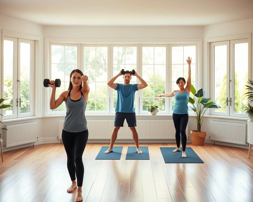 Krafttraining für Anfänger und Yoga-Übungen zu Hause
