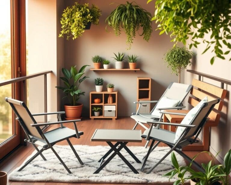 Platzsparende Möbel für kleine Balkone