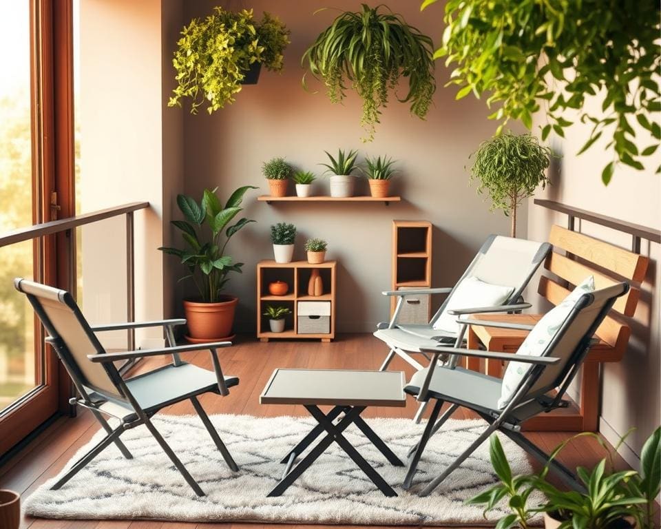 Platzsparende Möbel für kleine Balkone
