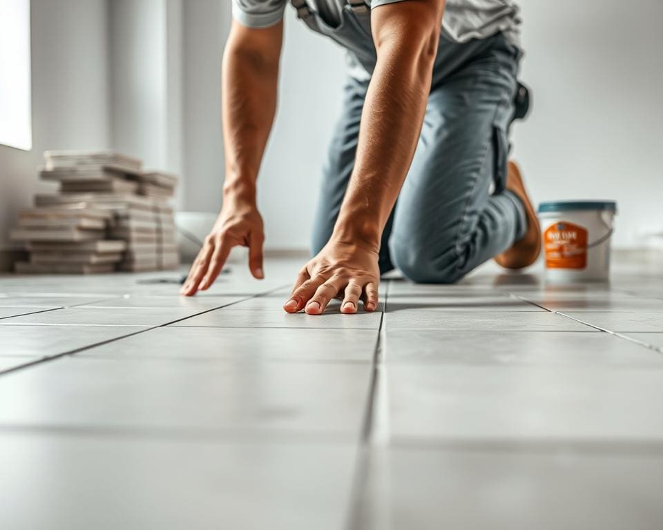 Was macht einen Fliesenleger praezise und sauber?